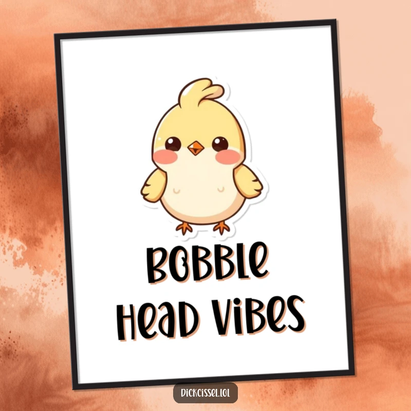 Funny poster artwork of a small, animated bird with a distinctive bobbing feather tuft, capturing its cheerful essence.