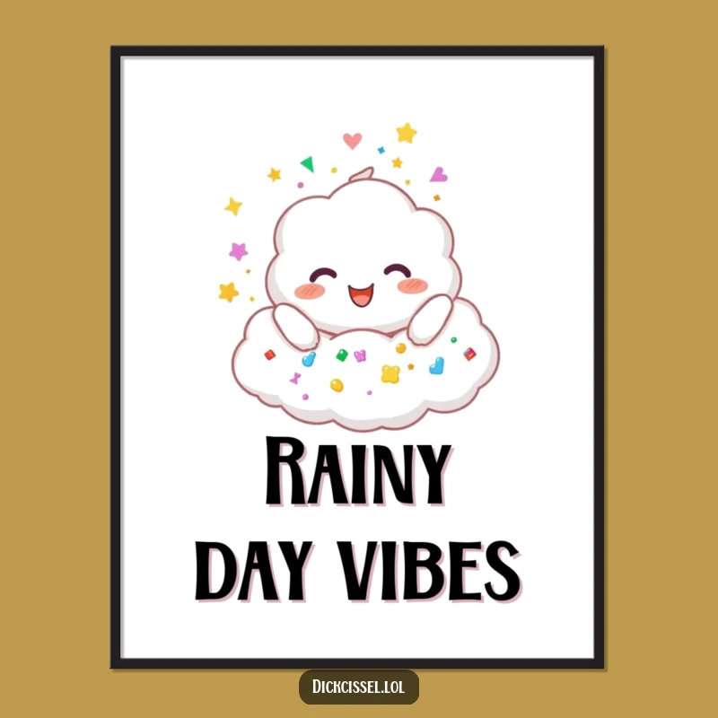Funny Cloud Raining Stickers Poster: Vibrant, Joyful Wall Art for Any Room