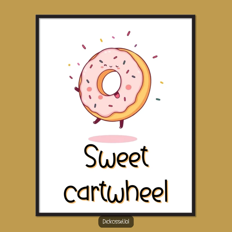 Funny Donut Cartwheel Poster: Joyful Sprinkles Art for a Sweet, Playful Space