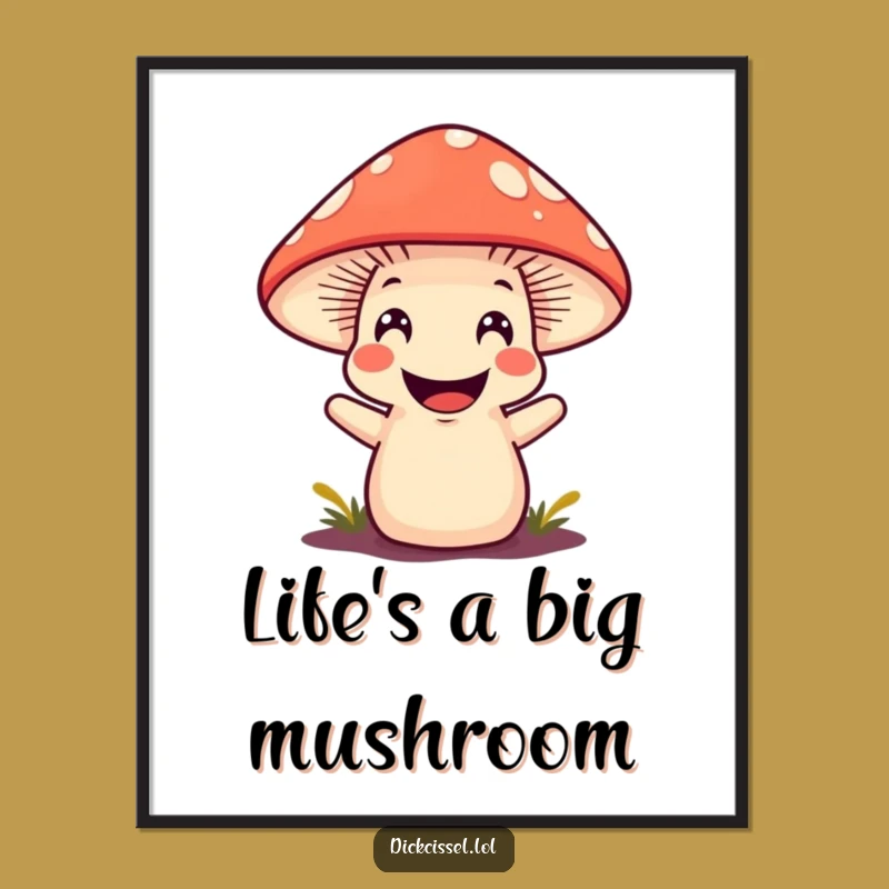 Funny Mushroom Grin Poster - Whimsical Woodland Wall Art Gift