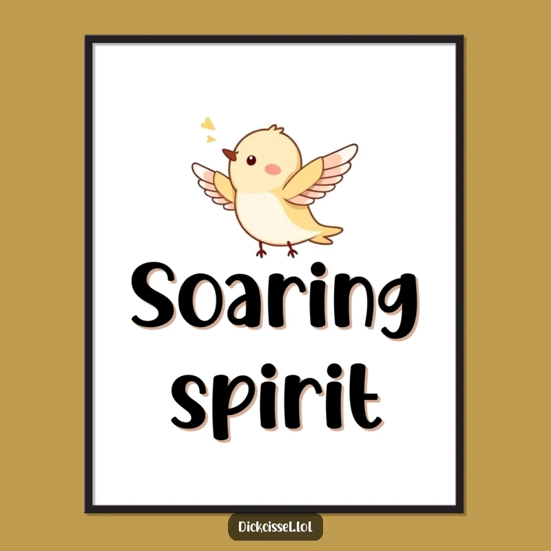 Funny Tiny Bird Flying Poster - Vibrant & Humorous Wall Art Gift