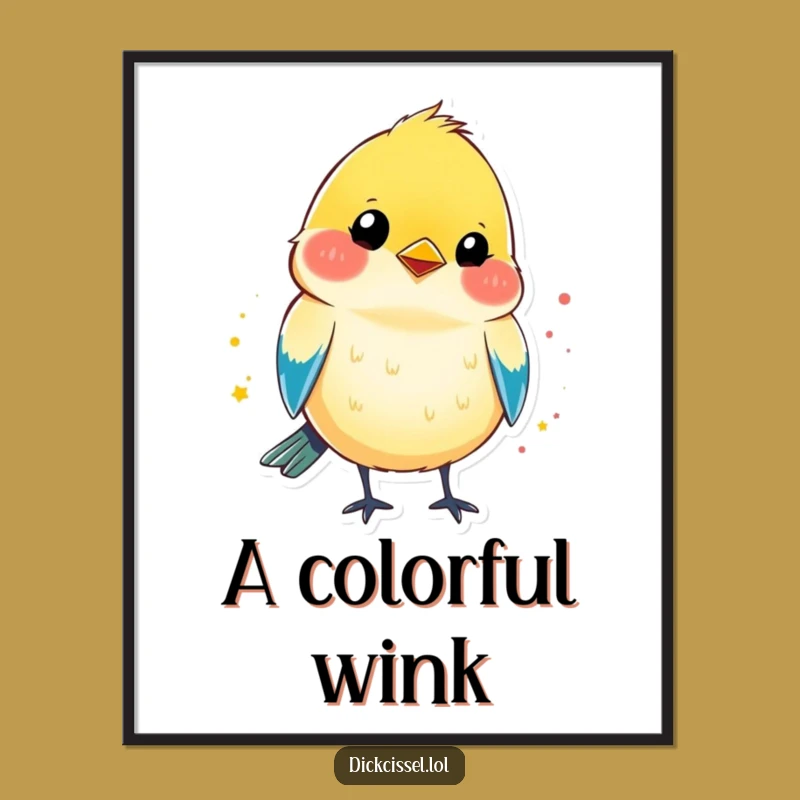 Funny Winking Dickcissel Poster: Colorful Art, Unique Playful Funny Gift