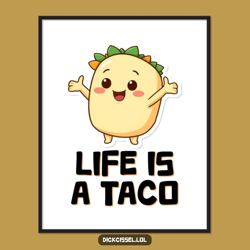 Funny Taco Exploration Poster - Vibrant Wall Art for Flavorful Fun