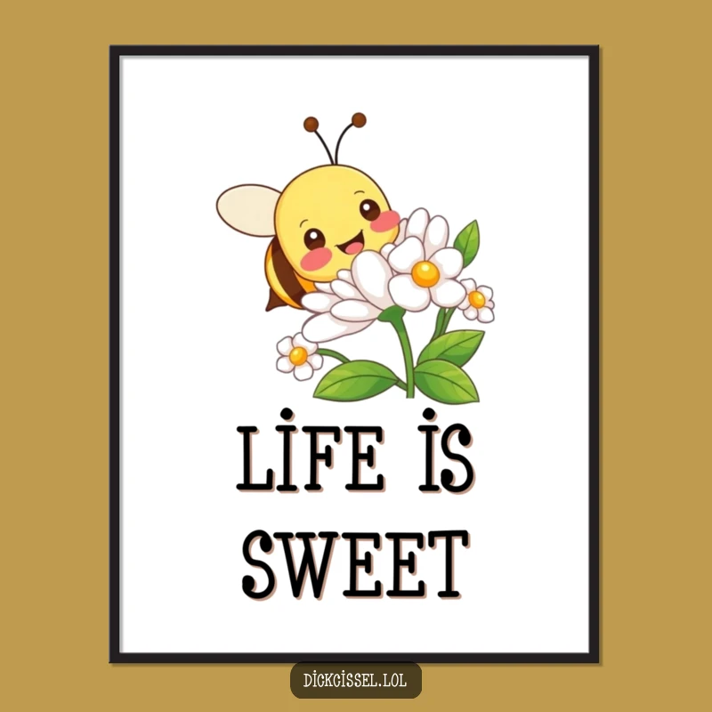 Funny Bee Flower Buzz Poster - Hilarious Wall Art for a Cheerful Home