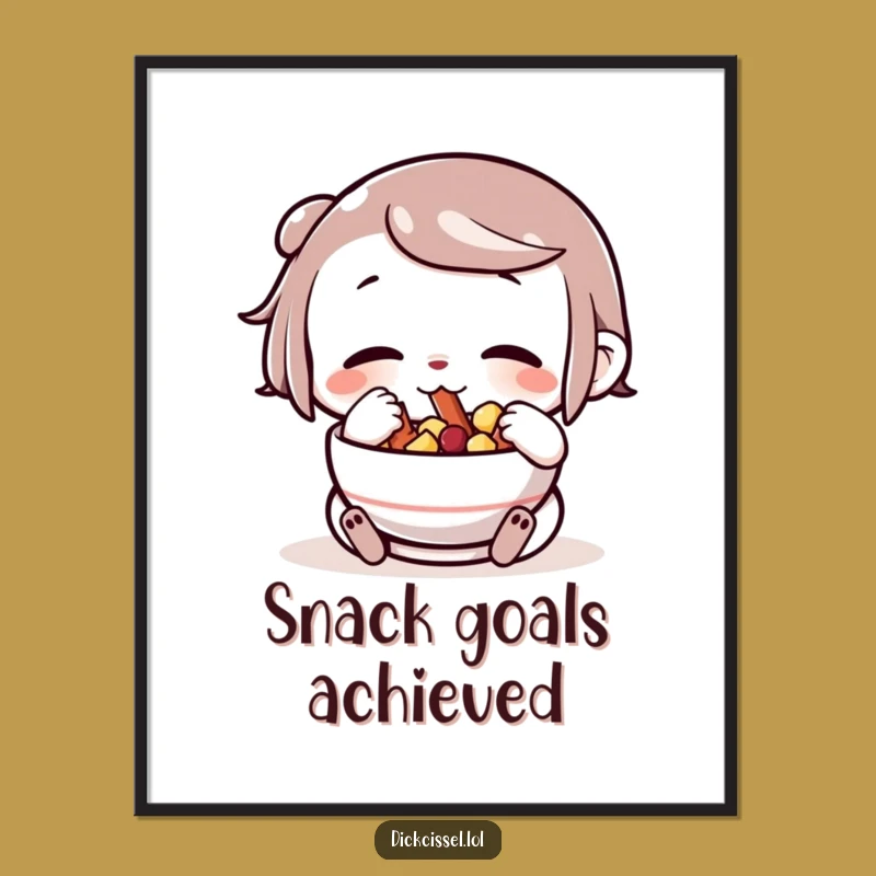Funny Snack Poster: Cheeks Full Art, Whimsical Decor Gift