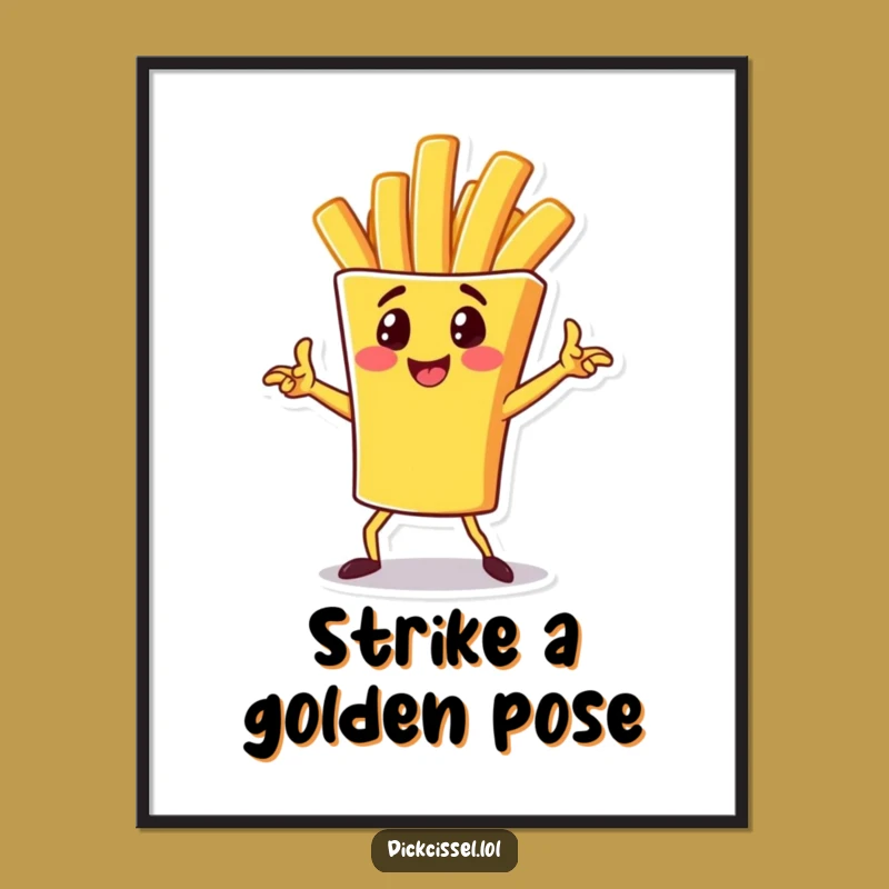 Funny French Fry Pose Poster: Cheerful Spud Art, Ideal Funny Gift
