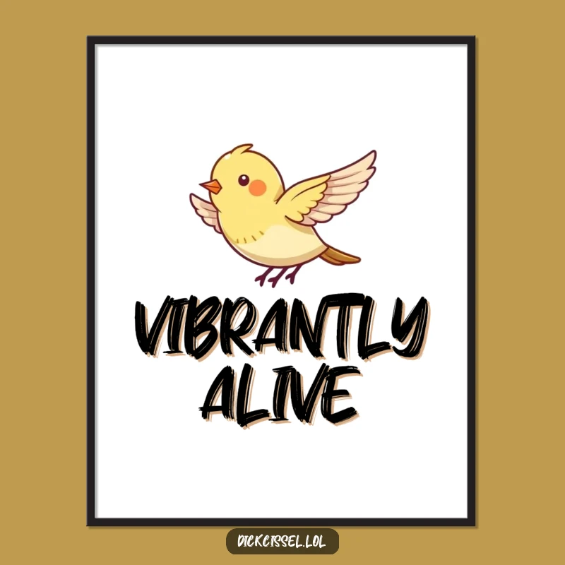 Funny Hovering Bird Poster: Energetic Art with a Tiny Flapping Bird