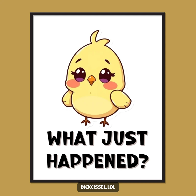 Funny Surprised Bird Poster: Tiny Character Art, Unique Funny Gift for Wall Decor