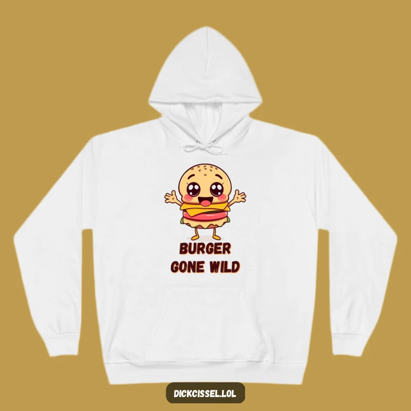 Cozy Funny Burger Googly Eyes Hoodie - Happy Character Warm Gift