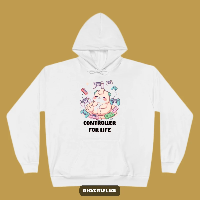 Funny Cozy Gamer Hoodie: Creature Lounging with Controllers - Ultimate Comfort!