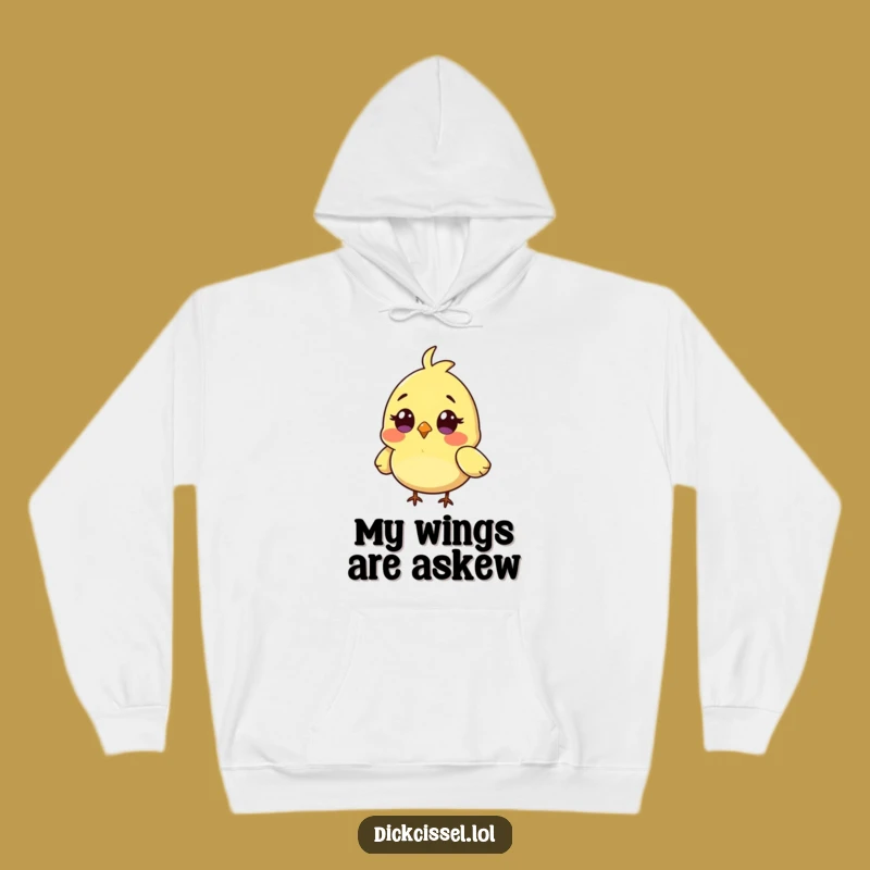 Funny Surprised Bird Hoodie: Cozy Tiny Character, Askew Wings, Wonderful Funny Gift