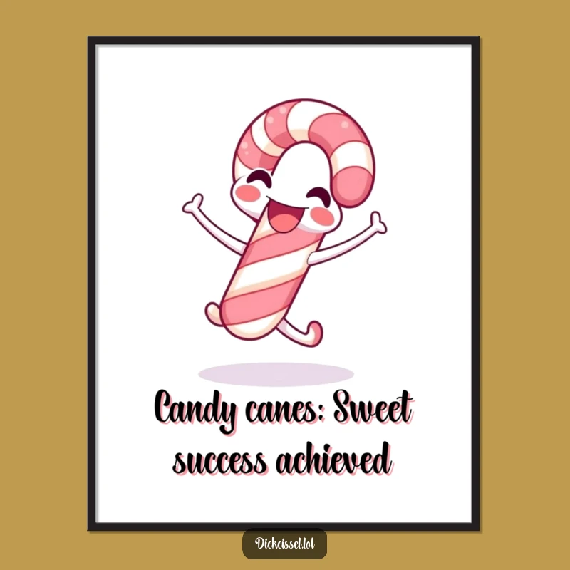Free Printable Wall Art: Humorous Jumping Candy Cane for Festive Decor