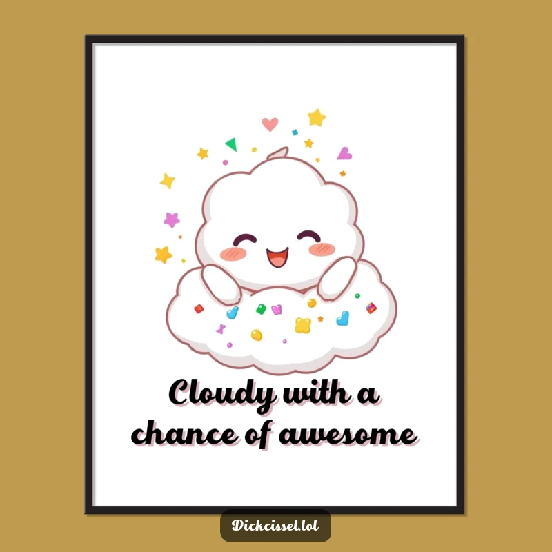 Free Printable Wall Art: Funny Cloud Raining Stickers, Hilarious Downloadable Decor Gift