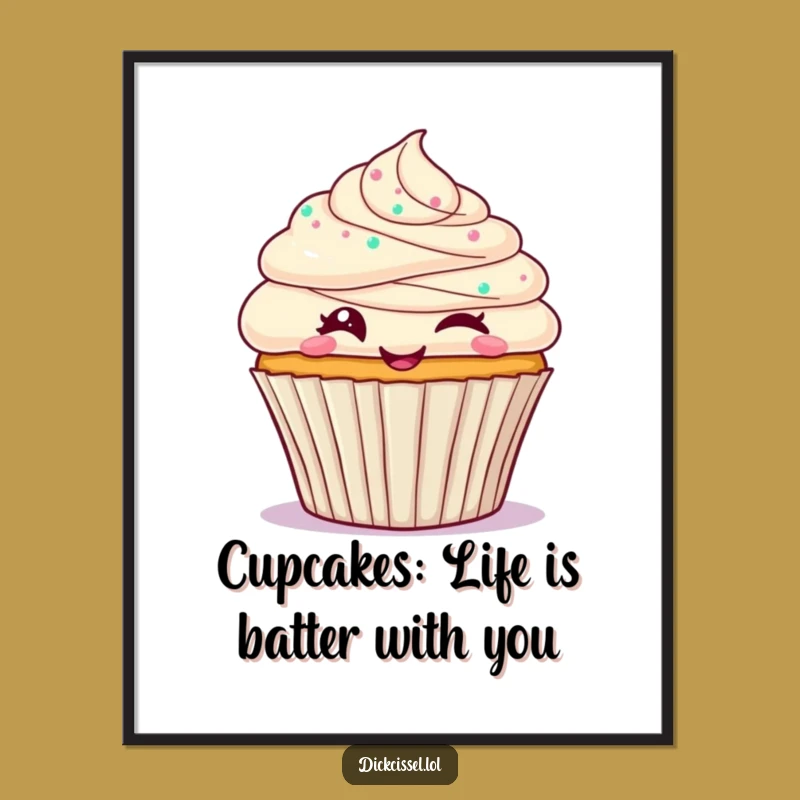 Free Printable Wall Art: Humorous Winking Cupcake for a Sweet Decor