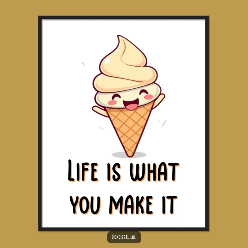 Free Printable Funny Ice Cream Wall Art: Spinning Cone Downloadable Decor