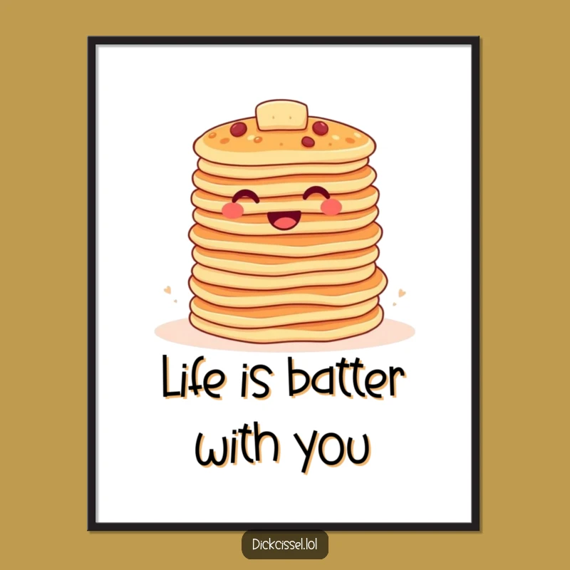 Free Printable Wall Art: Bouncing Pancakes Stack, Funny Downloadable Art