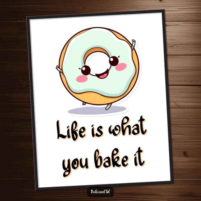 Funny Free Printable Wall Art: A cheerful doughnut character doing a playful spin, bringing vibrant energy and sweet humor to any room.