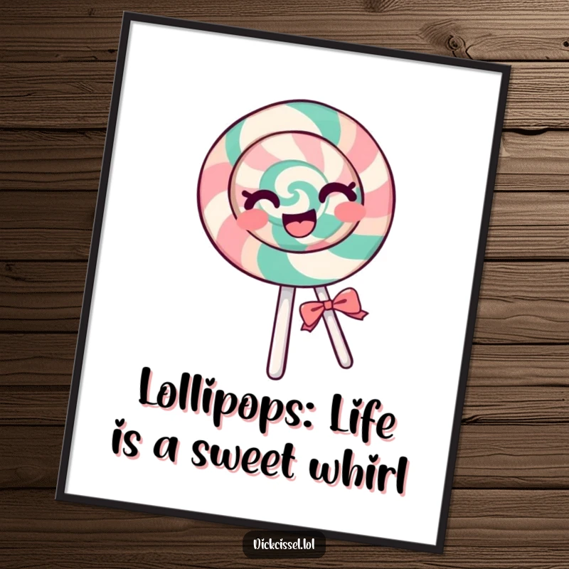 Funny Free Printable Wall Art: A cheerful lollipop spins ecstatically, bringing kinetic energy and joy.