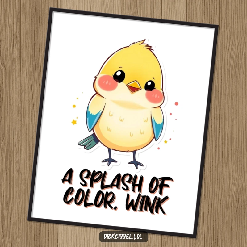 Funny Free Printable Wall Art featuring a vividly colored dickcissel bird artfully delivering a charming wink.