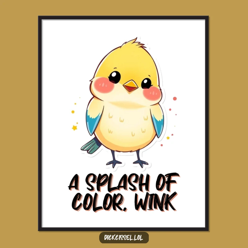 Free Printable Wall Art: Winking Dickcissel, Funny Colorful Decor