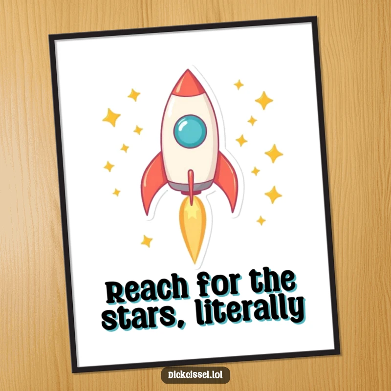 Funny Free Printable Wall Art: A rocket blasting off with a star trail, creating dynamic space decor. Downloadable art.