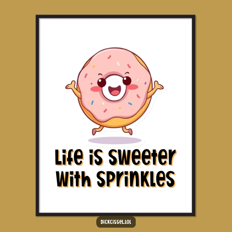 Free Printable Funny Doughnut Wall Art: Jigging Donut Downloadable Decor