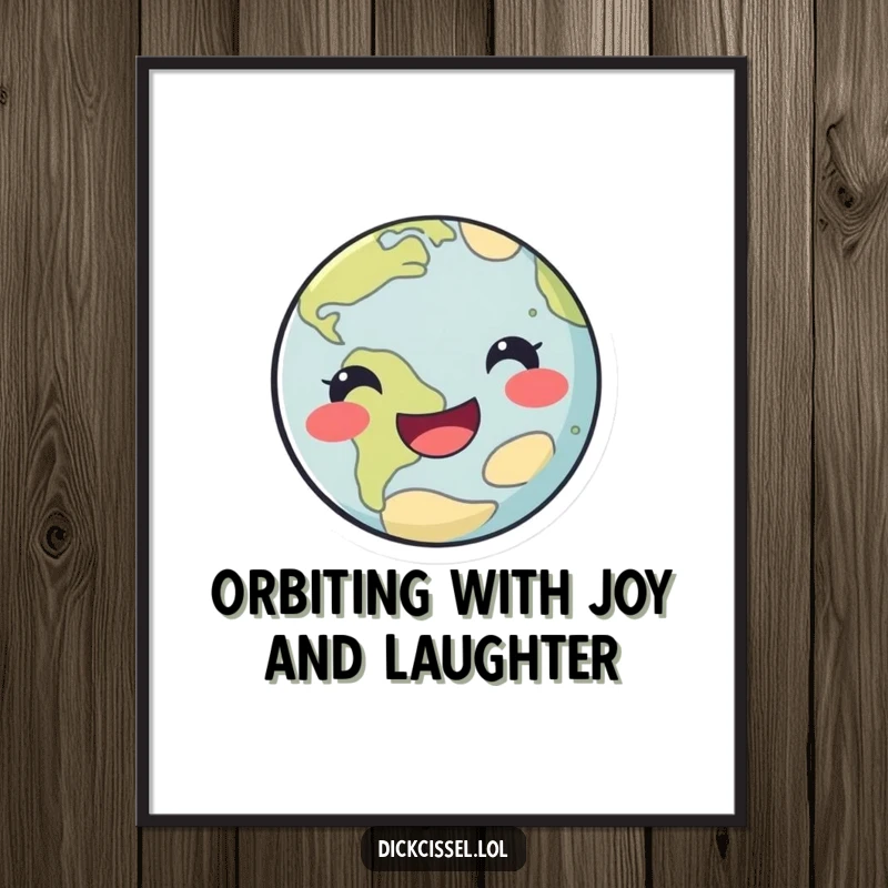 Funny Free Printable Wall Art: A cheerful planet doing a playful spin, bringing cosmic joy. Downloadable decor.