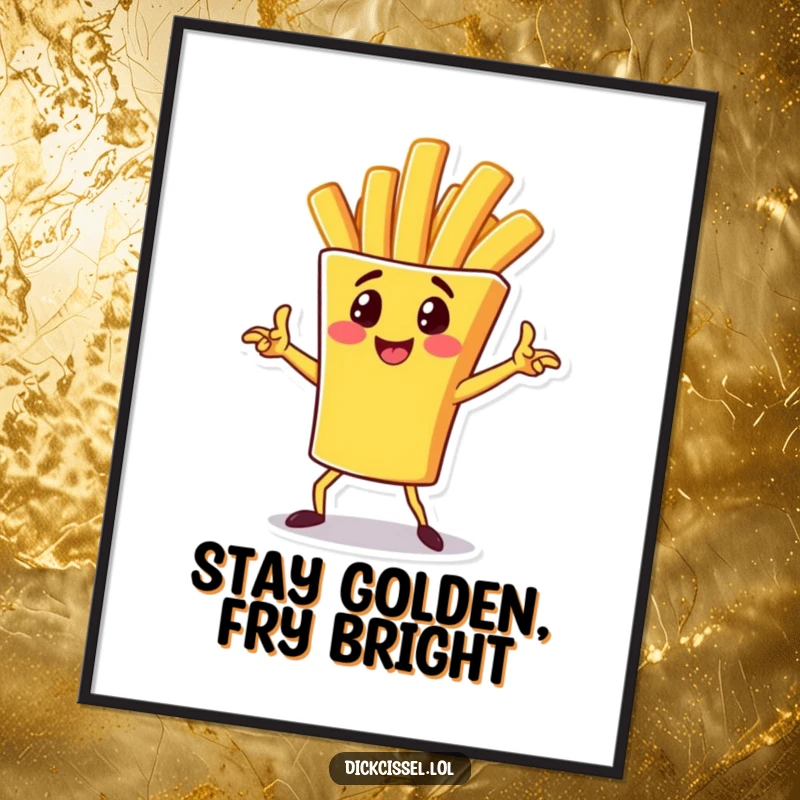 Funny Free Printable Wall Art of a cheerful french fry character striking a dynamic pose, adding bold flavor to decor.
