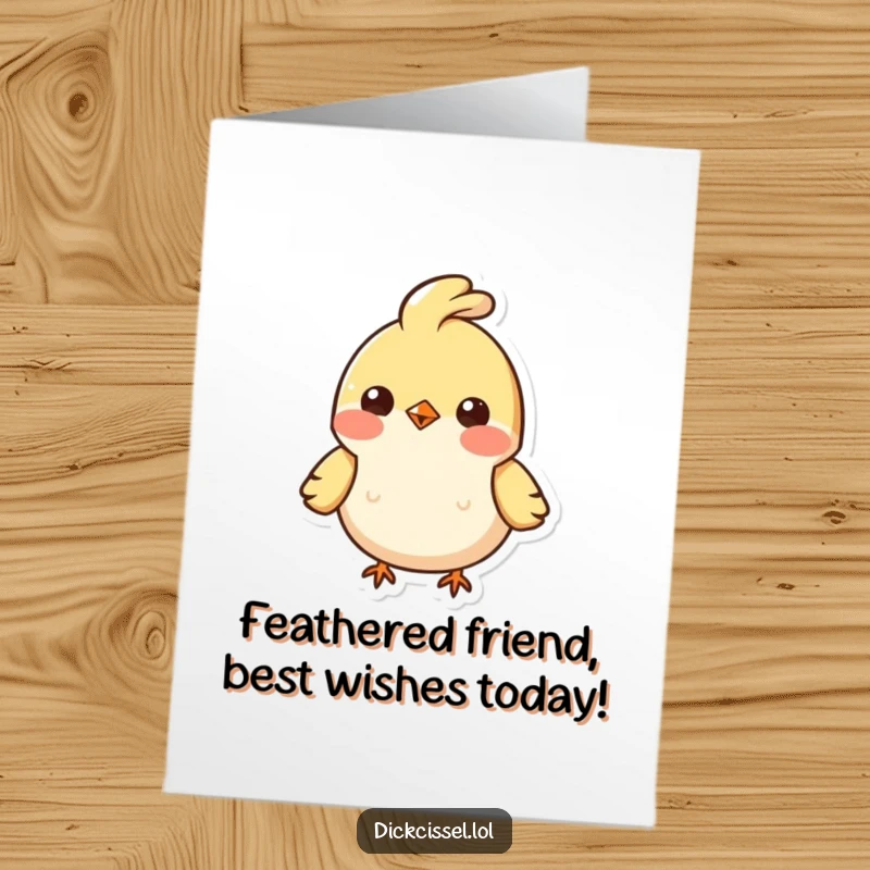 Funny Free Printable Birthday Card featuring a small, cheerful bird dipping its head with a happy tuft of feathers.