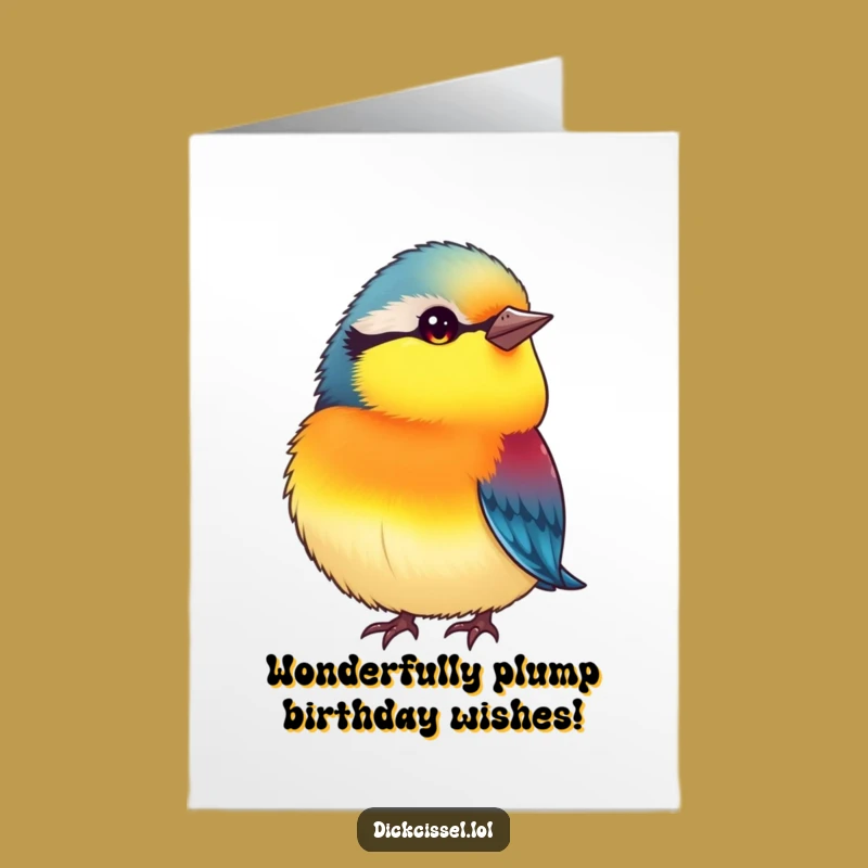 Free Printable Birthday Card: Inquisitive Plump Bird, Funny Downloadable Gift for Her
