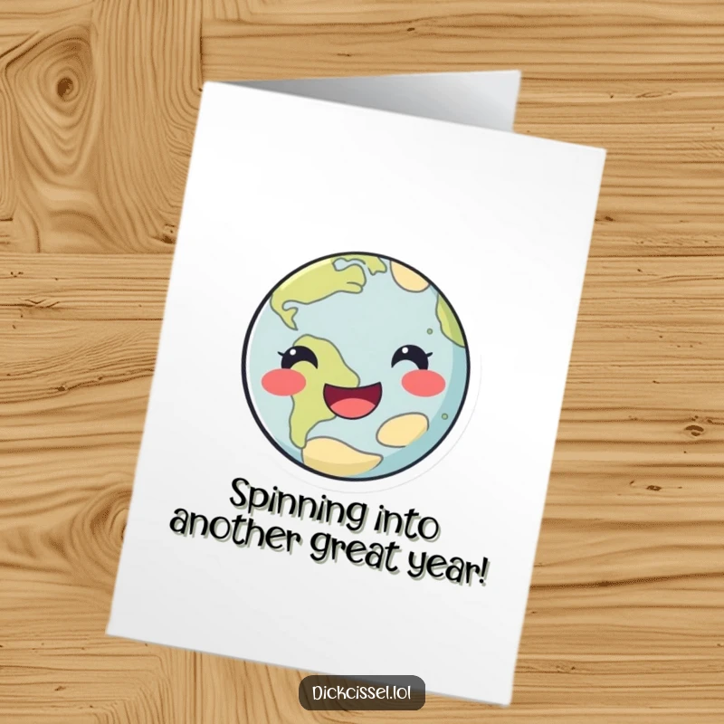 Funny Free Printable Birthday Card: A cheerful planet spinning playfully, ready to deliver laughter. A cosmic DIY gift.