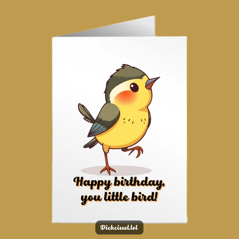 Free Printable Dickcissel Birthday Card: Playful Bird Hops Sideways for Fun Wishes