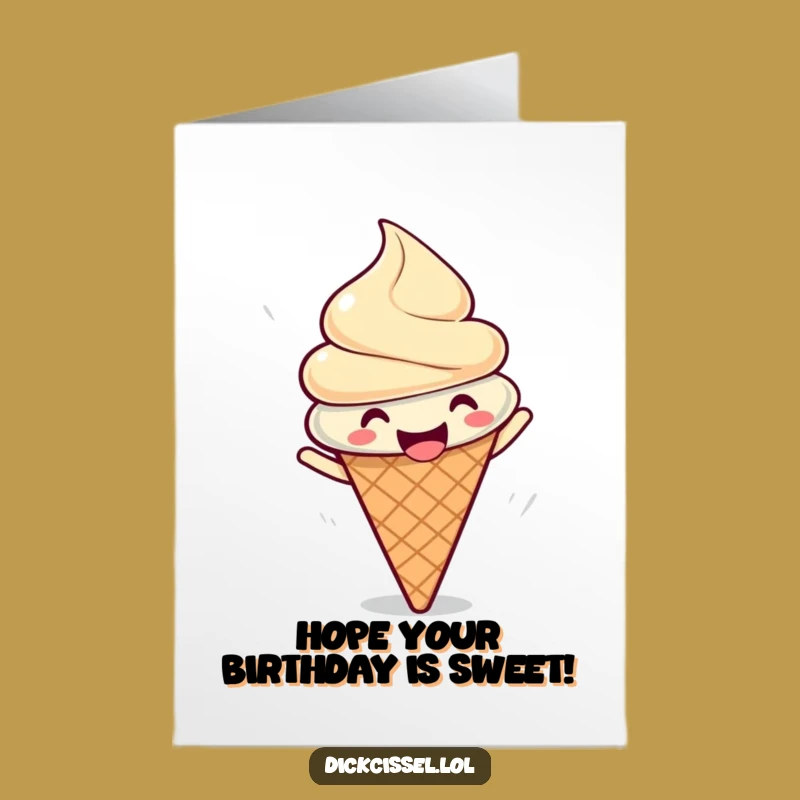 Free Printable Funny Ice Cream Birthday Card: Spinning Cone Downloadable Gift