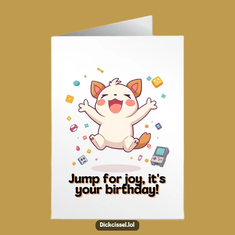 Funny Free Printable Birthday Card: Gaming Creature's Joy, Downloadable Celebration