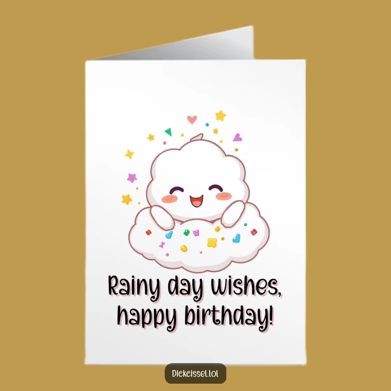Free Printable Birthday Card: Funny Cloud Raining Stickers, DIY Downloadable Gift for Laughs