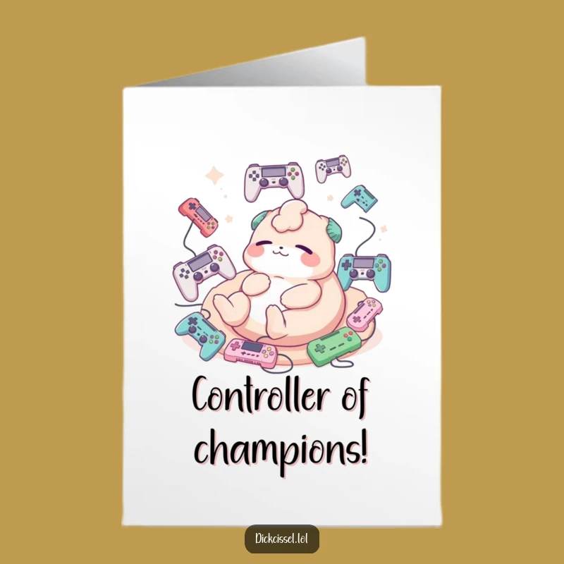 Free Printable Congrats Card: Chilled Gamer Creature, Hilarious Relaxed Win Gift