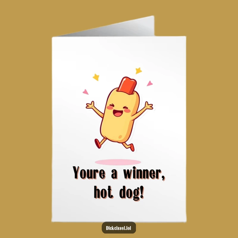 Free Printable Congrats Card Jumping Hot Dog, Downloadable Fun for Success