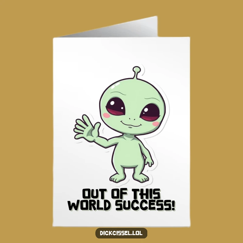 Free Printable Congrats Card: Mischievous Alien - Funny Space Wave!
