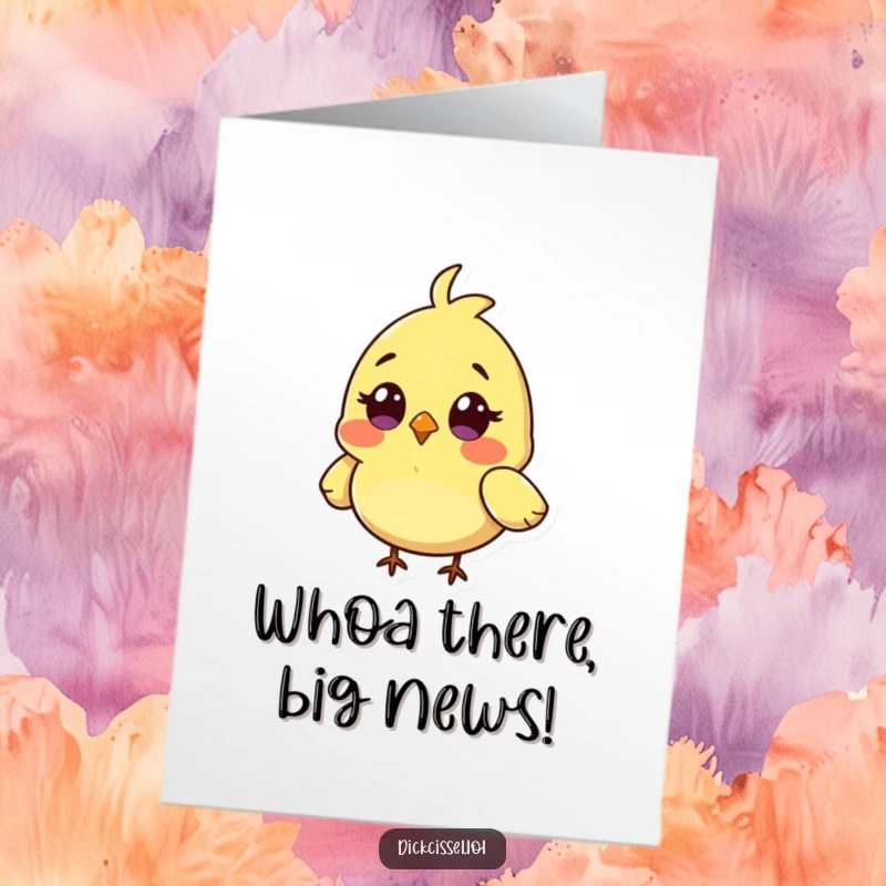 Funny Free Printable Congratulations Card showing a tiny bird with surprised eyes and wings askew, celebrating an achievement.