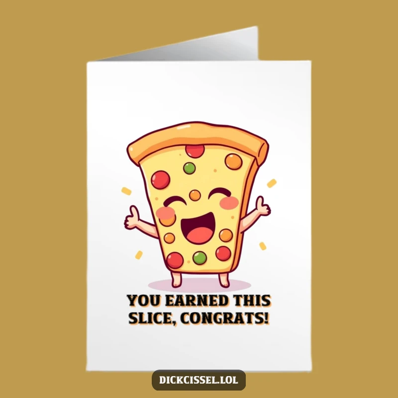Free Printable Funny Pizza Congratulations Card: Winking Slice Downloadable