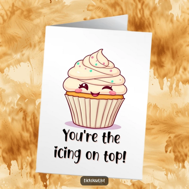 Funny Free Printable Congratulations Card: A frosted cupcake gives a cheeky wink, celebrating a sweet success.