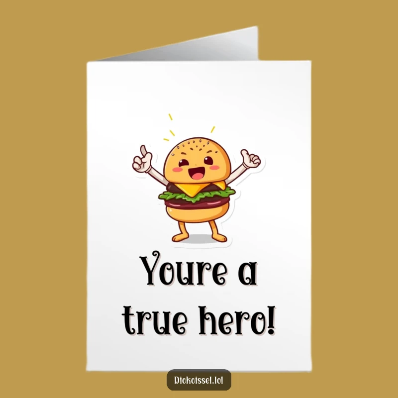 Free Printable Congrats Card Hero Burger, Downloadable Gift for Victorious Moments