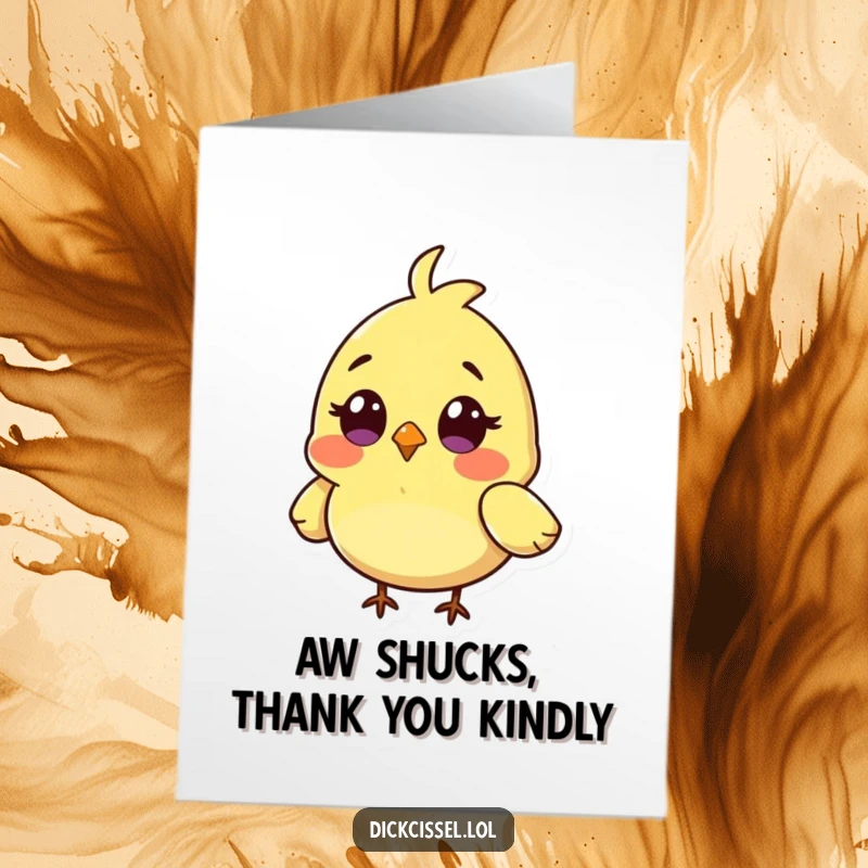 Funny Free Printable Thank You Card with a tiny bird character looking utterly surprised, wings comically out of place.