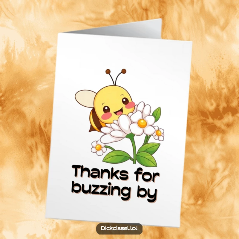 Funny Free Printable Thank You Card with a friendly bee buzzing near a flower, conveying sweet gratitude. A charming way to express thanks.
