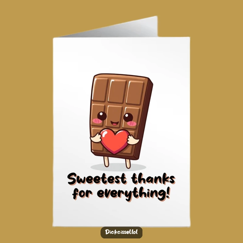Free Printable Thank You Card: Chocolate Heart - Funny Downloadable Gift