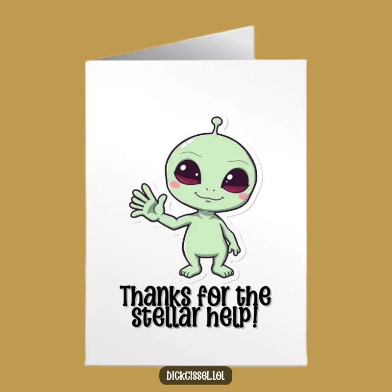 Free Printable Thank You Card: Mischievous Alien - Funny Space Wave!