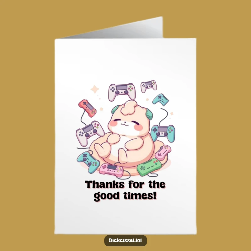 Free Printable Thank You Card: Relaxed Gamer Creature, Funny Chill Appreciation Gift