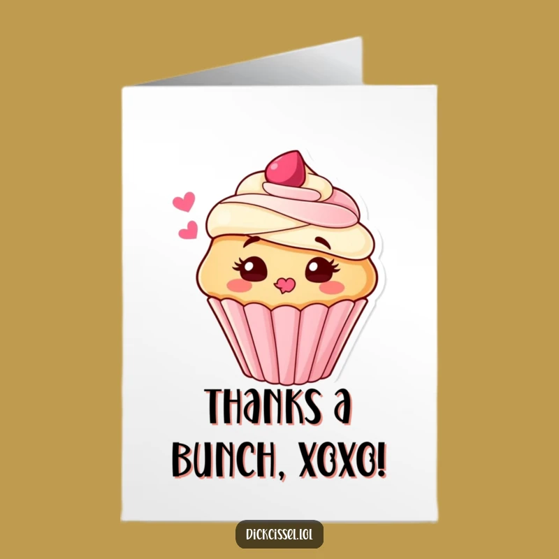 Sweet Free Printable Thank You Card: Frosting Kiss Cupcake for Instant Gratitude