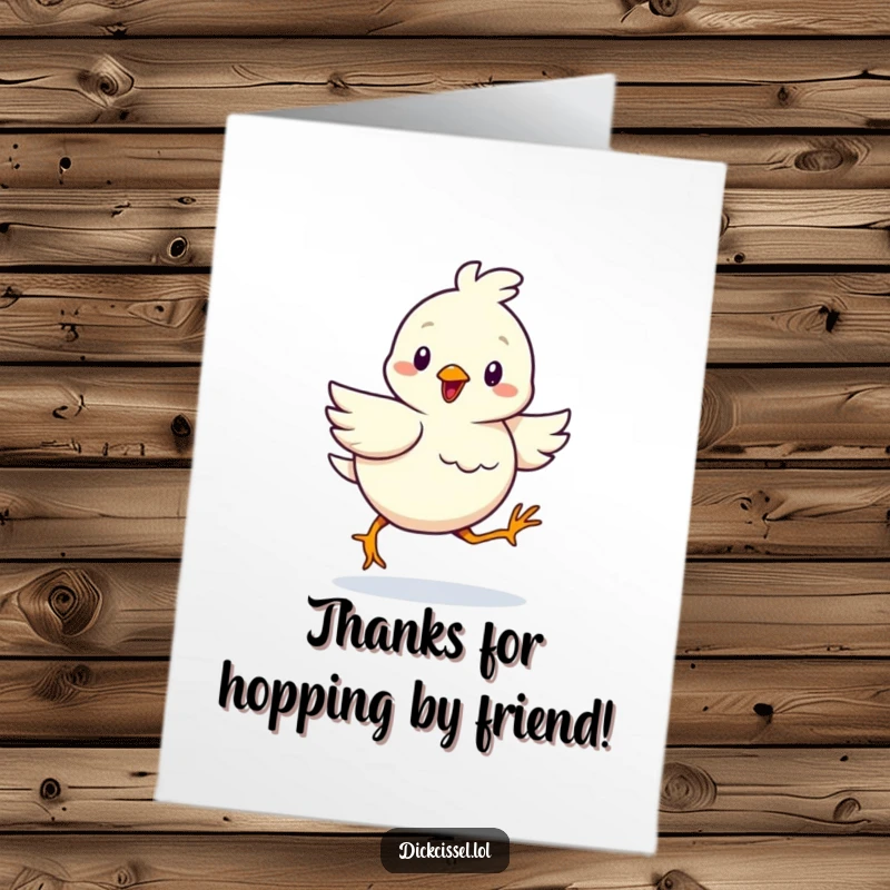 Funny Free Printable Thank You Card: A cheerful bird waddling with comical determination, humorously expressing thanks.