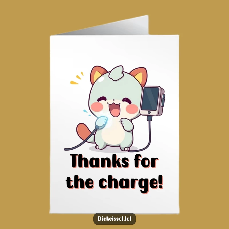 Free Printable Thank You Card: Grateful Tech Creature Plugging In Appreciation Cable